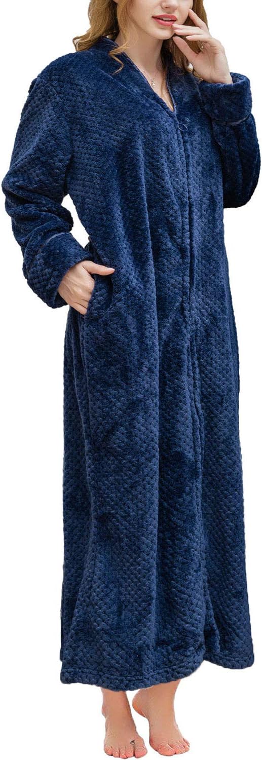 Soojun Women's Waffle Fleece Soft Zip Up Front Bathrobe Review