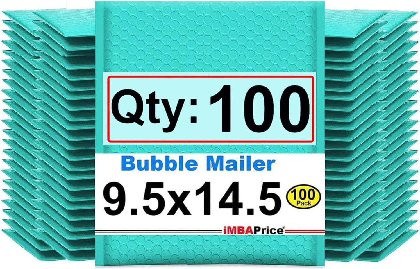 iMBAPrice 9.5x14.5 Inches Teal Poly Bubble Mailers 100-Pack