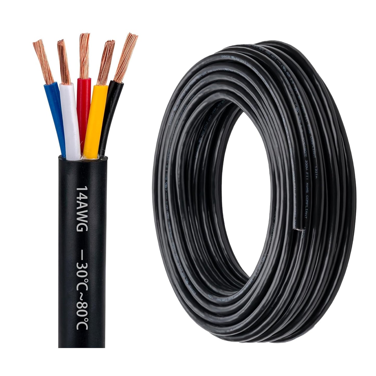 14 Gauge 5 Conductor Electrical Wire for Heavy Duty Use