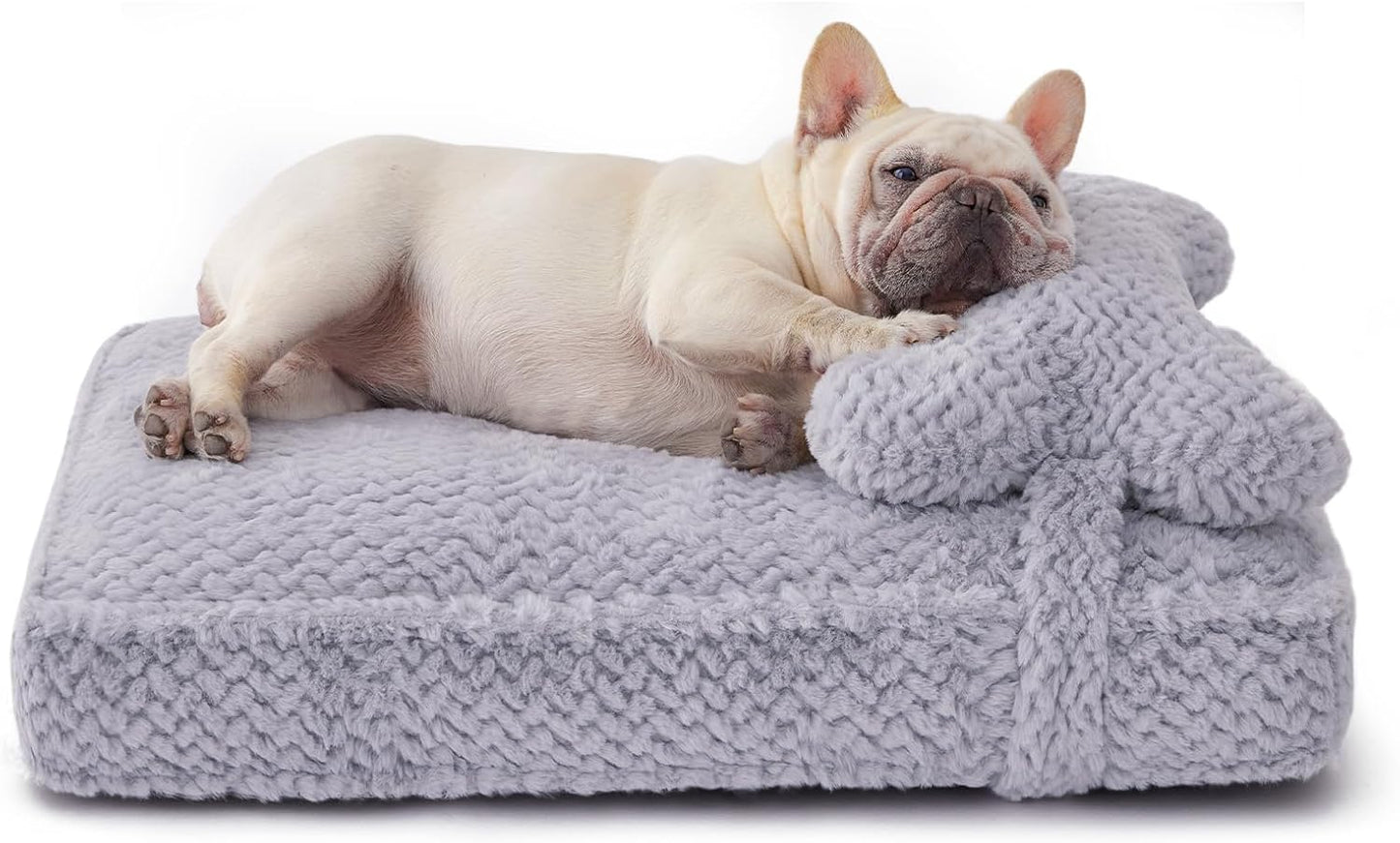 Soft Touch Faux Fur Dog Bed for Medium Dogs with Pillow