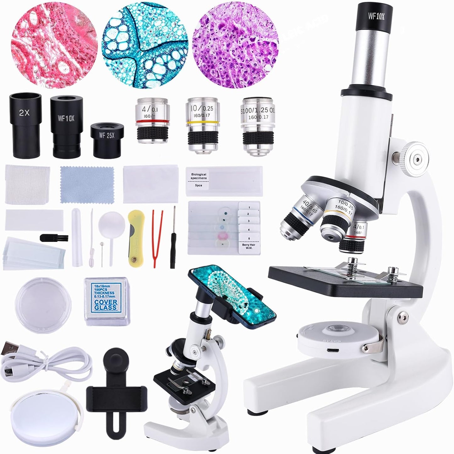Microscope for Kids 40X-2000X with LED Light for Exploration