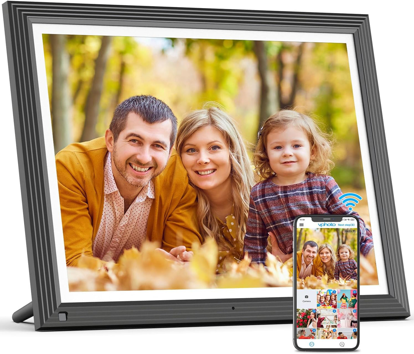 WIFI Digital Picture Frame 15in with Touch Screen and 32GB Storage
