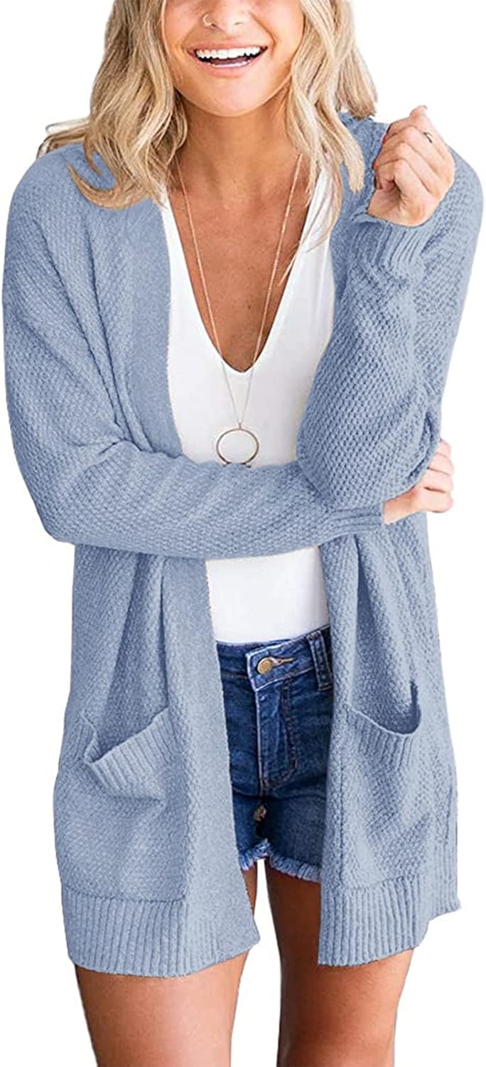 Cozy Women's Long Sleeve Cardigan Sweater with Pockets