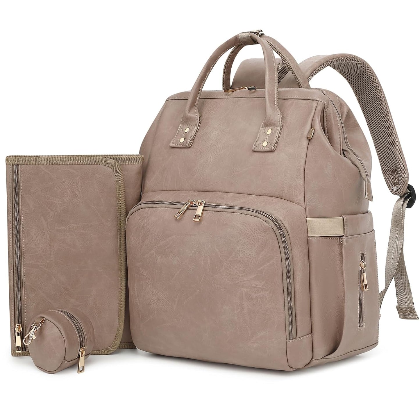 ROSEGIN Taupe Diaper Backpack - 35L Waterproof, Baby Shower Must-Have!