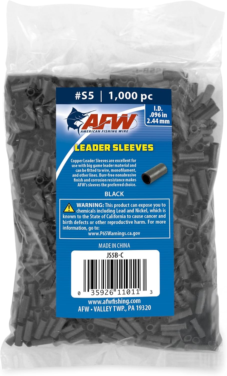 AFW American Fishing Wire Crimp Sleeves for Strong Fishing Leaders