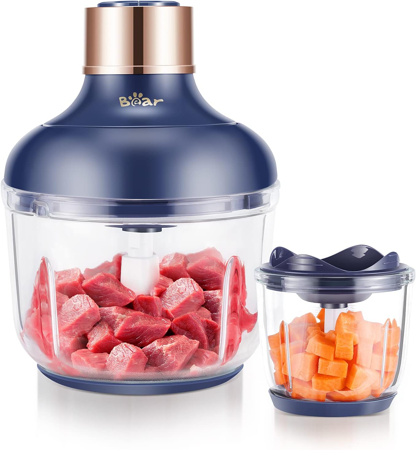 400W Electric Food Chopper - 2 Glass Bowls - Stainless Steel Blades - 2 Speeds - Effortless Meal Prep!
