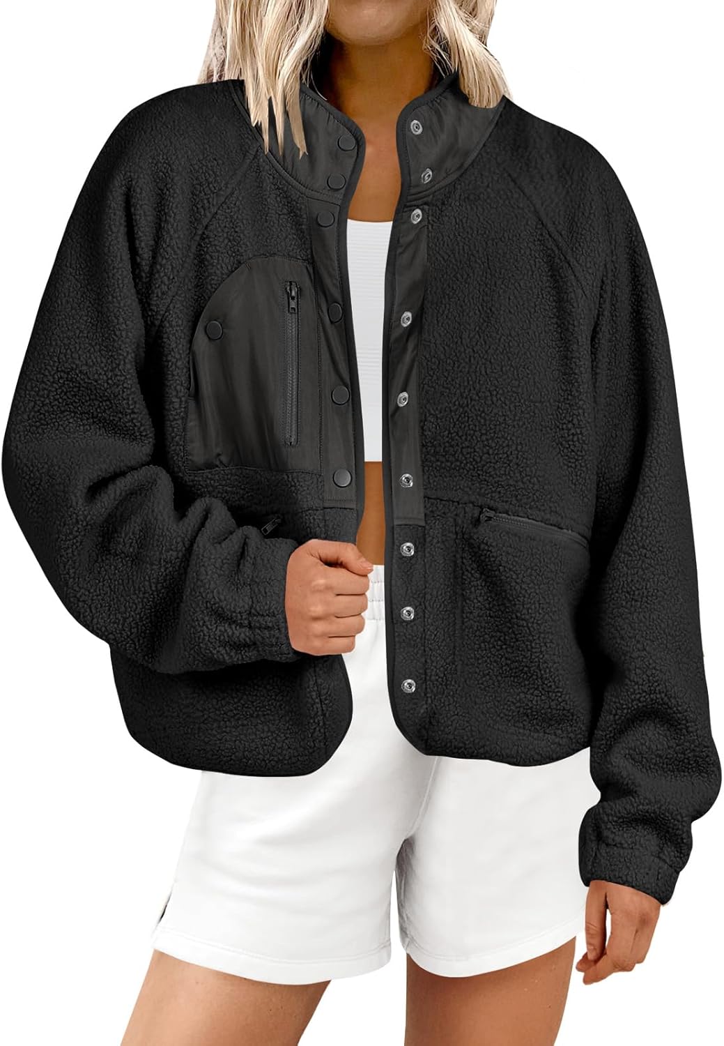 Womens Fuzzy Fleece Jacket for Fall Casual Style and Comfort