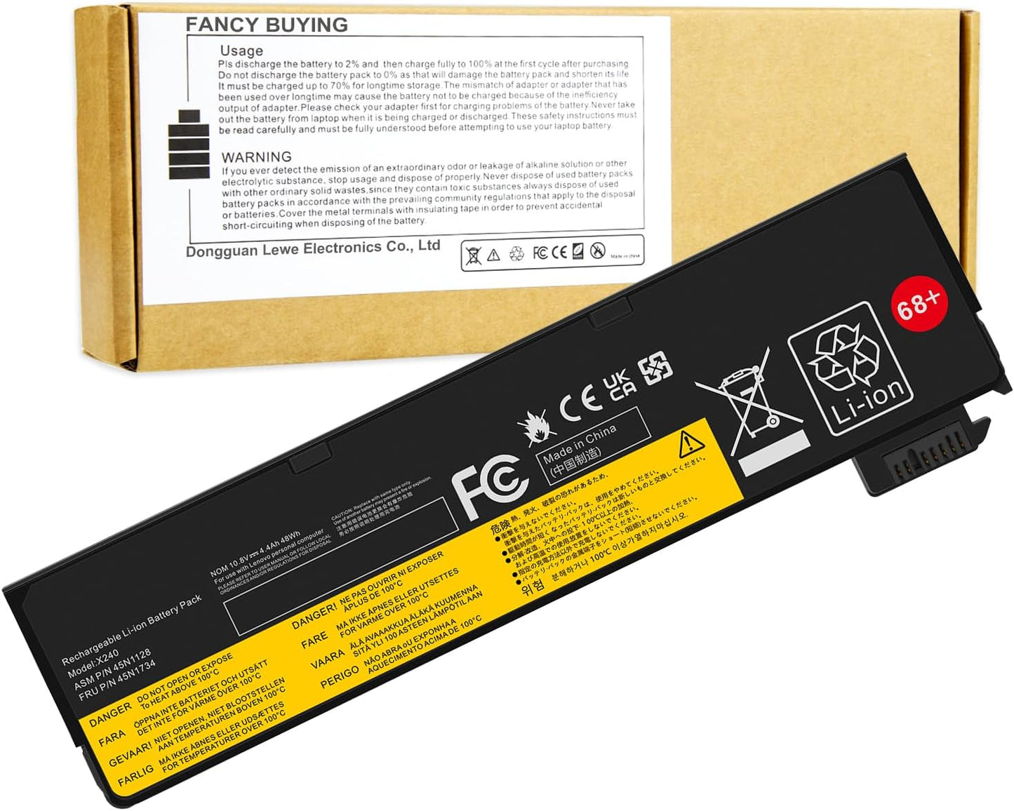 68+ 45N1128 X240 Battery for ThinkPad T440 T450 T460 T550 Series