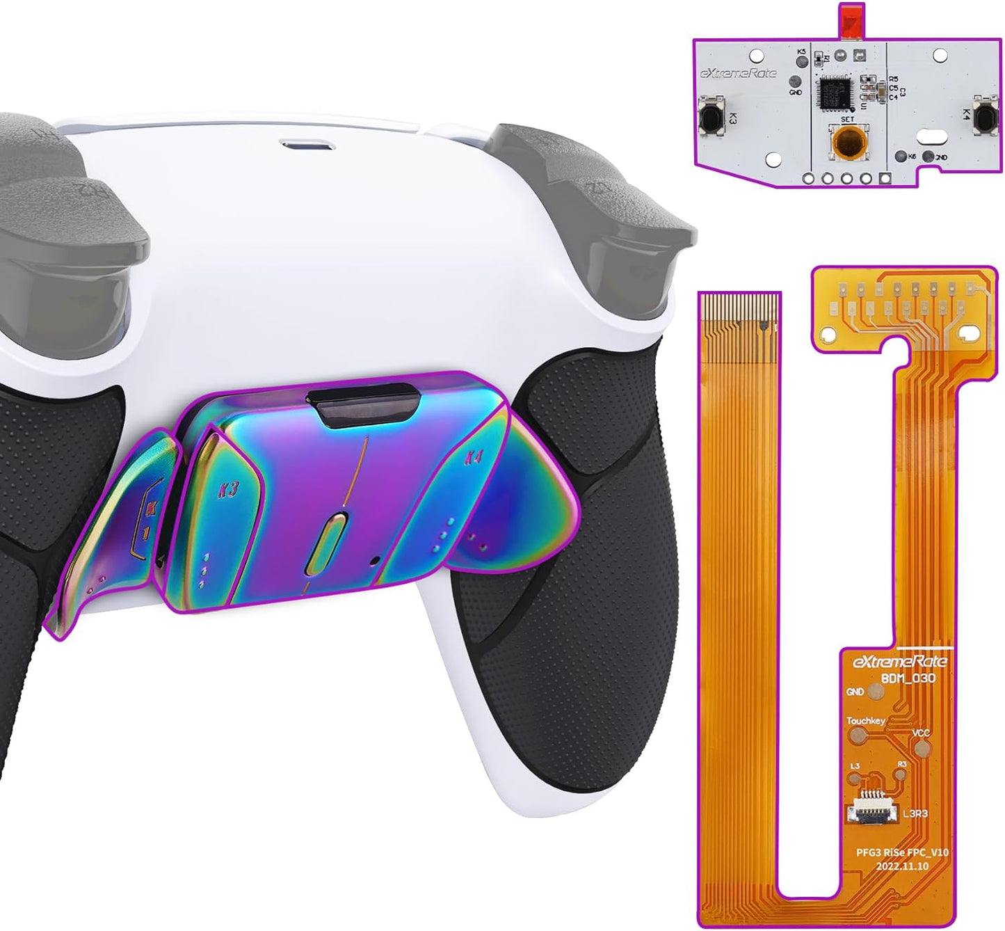 eXtremeRate Real Metal Buttons RISE4 Remap Kit for PS5 Controller