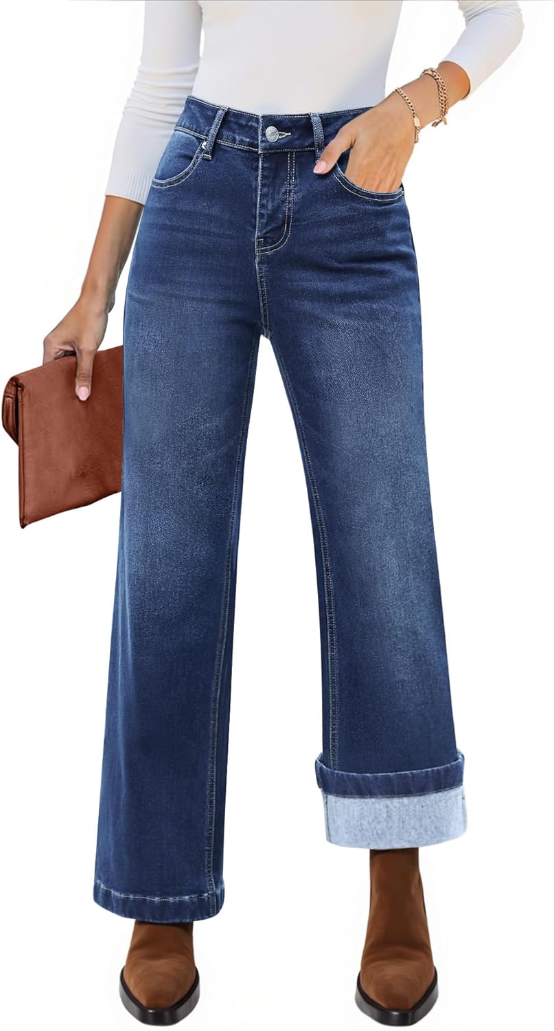 Luvamia Flare Jeans for Women with Thin Fleece Lining