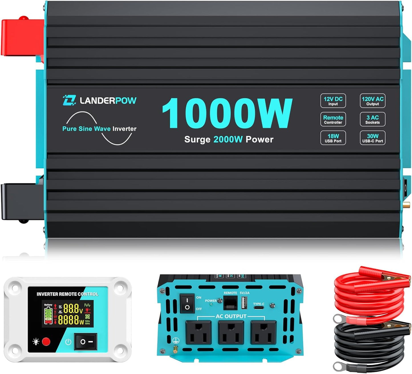 1000 Watt Pure Sine Wave Inverter for Car, RV, and Home Use