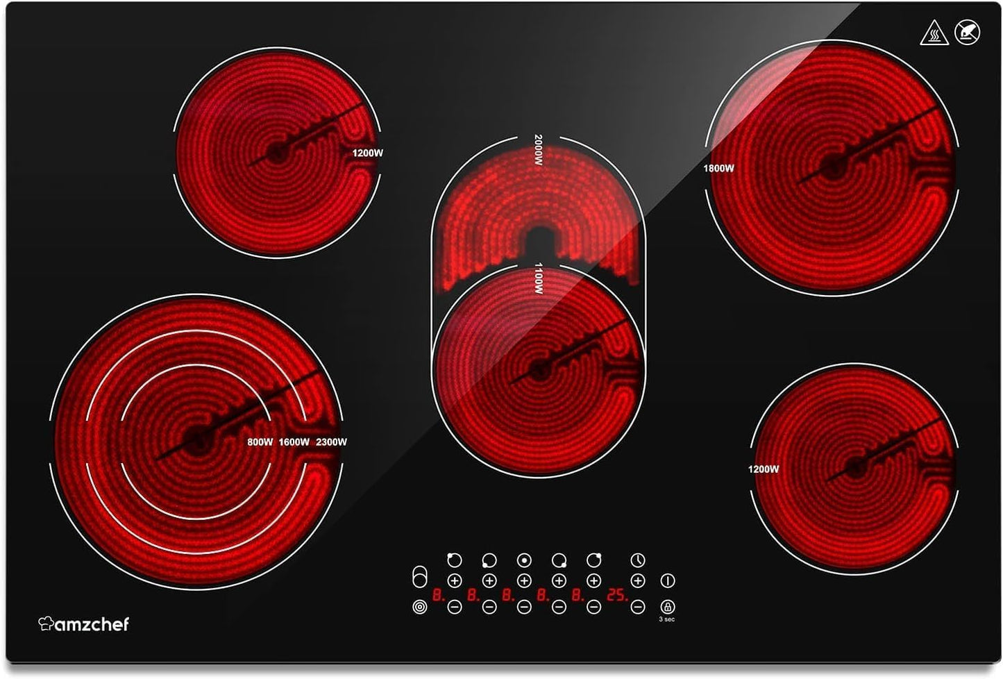 30 Inch Electric Cooktop with 5 Burners for Versatile Cooking
