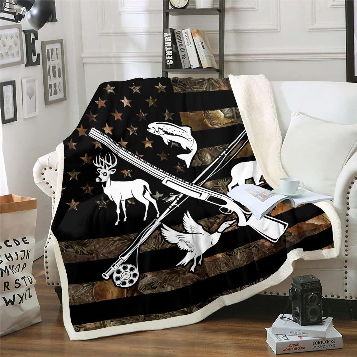 Cozy Camo Hunting & Fishing Fleece Blanket