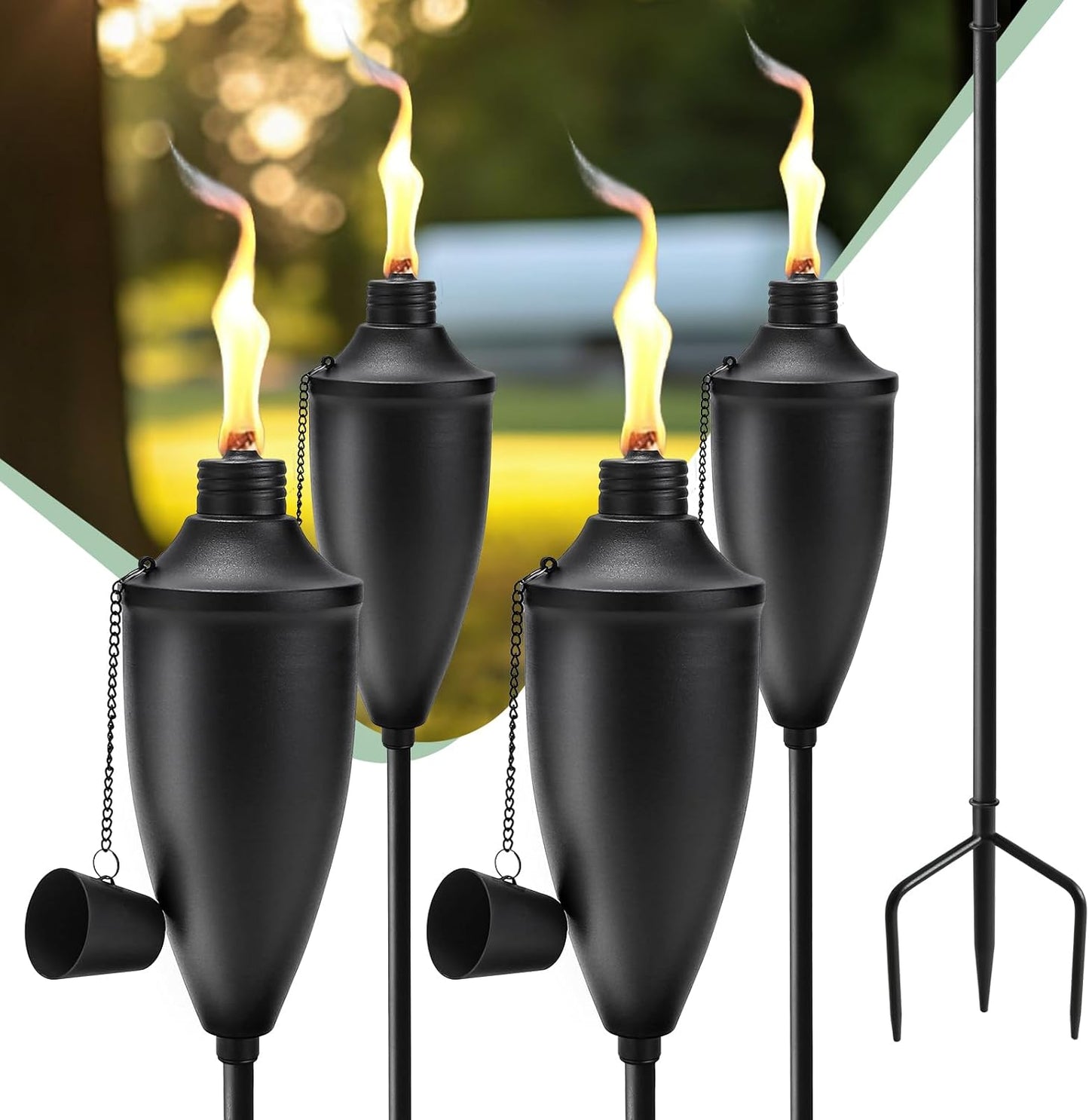 4 Pack Garden Torches for Outside - Citronella Patio Decor
