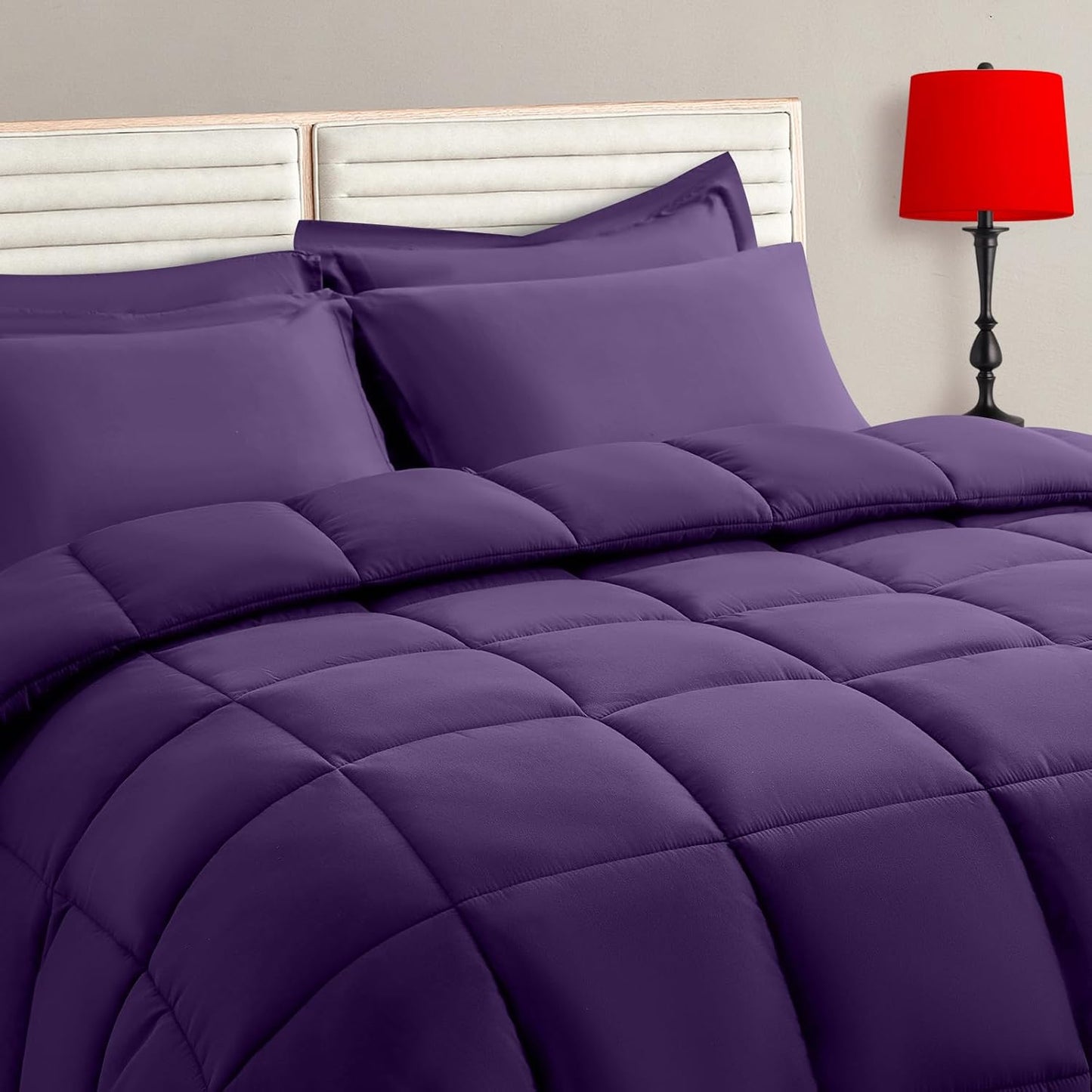 TAIMIT Purple King Comforter Set - 7 Pieces for Cozy Sleep