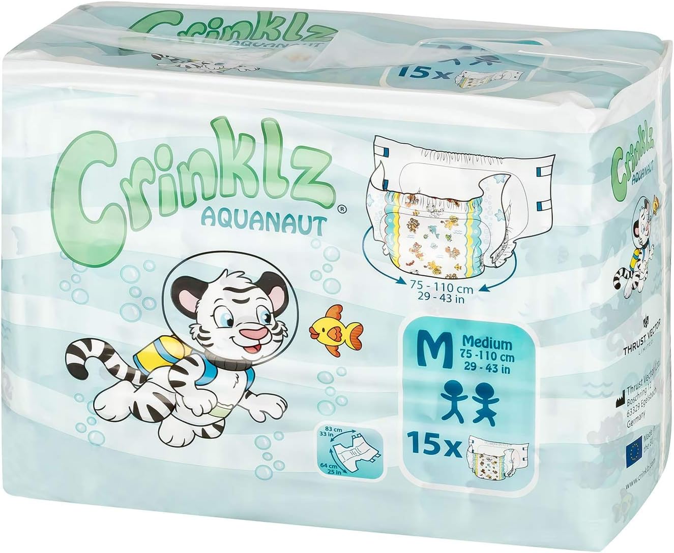 Absorbent Aquanaut Crinklz Diapers - Pack of 15