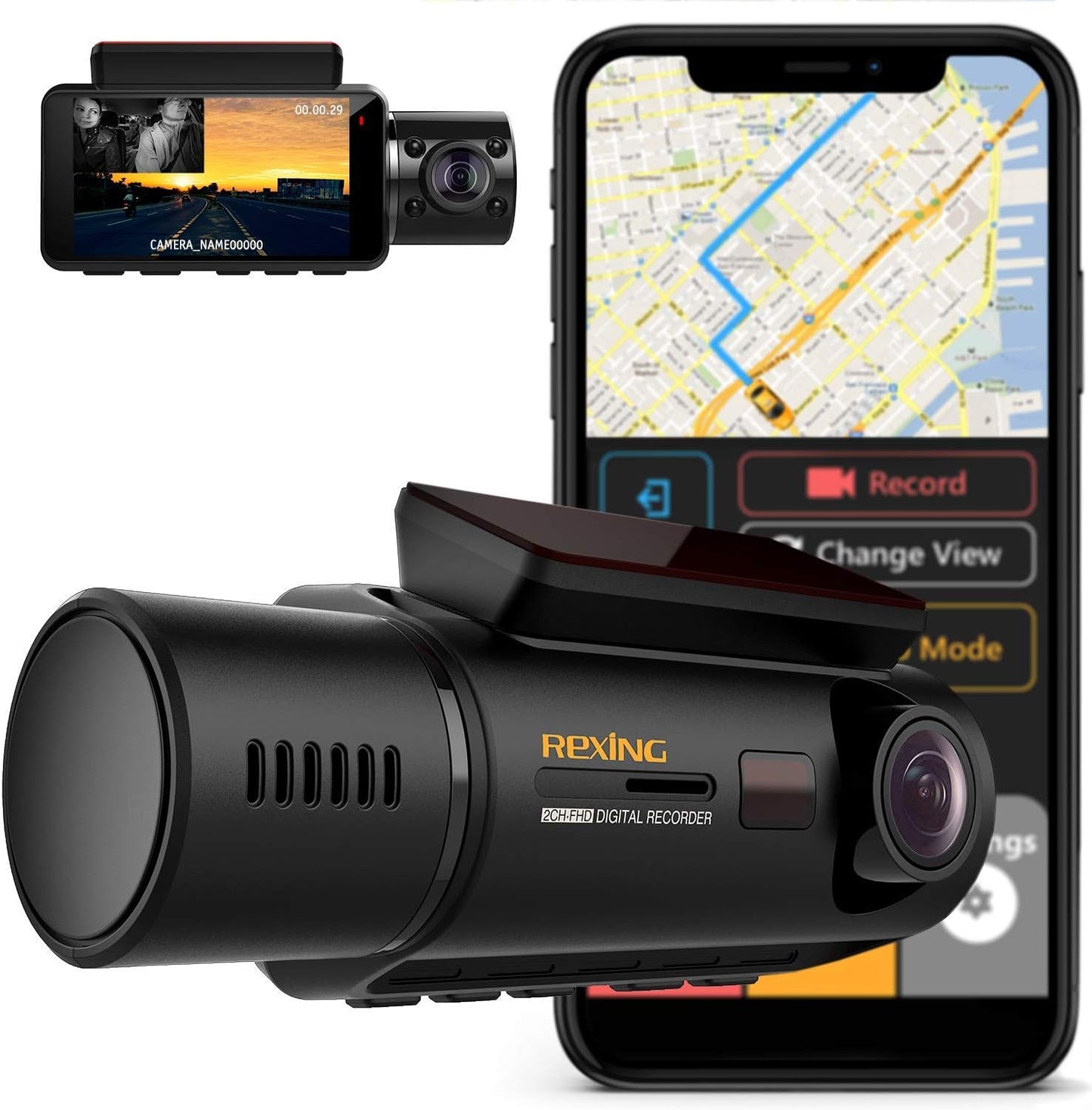 Rexing V3: Dual 1080p Cams, WiFi, GPS