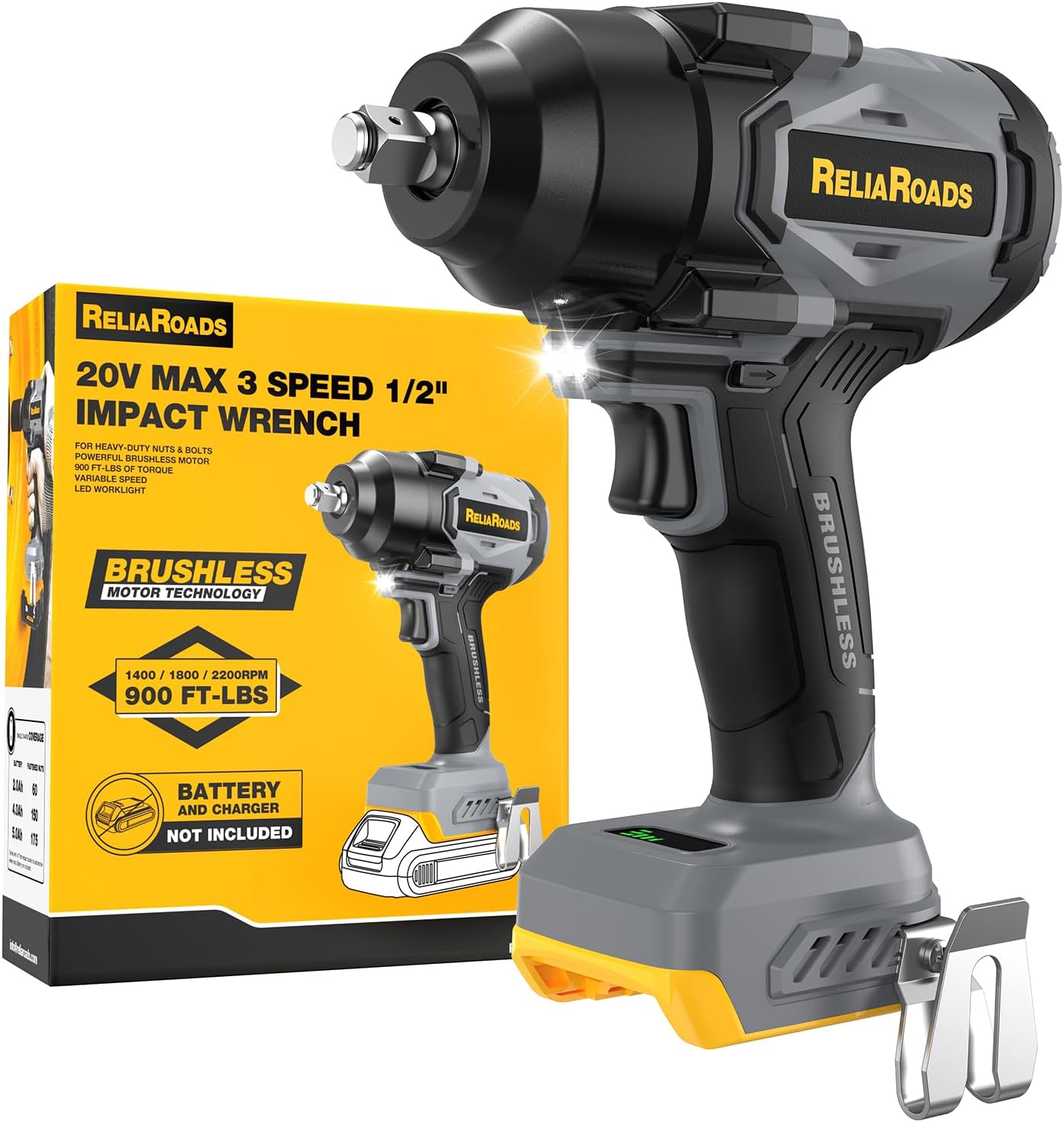900 Ft-lbs Cordless Impact Wrench for DeWALT 20V MAX Users