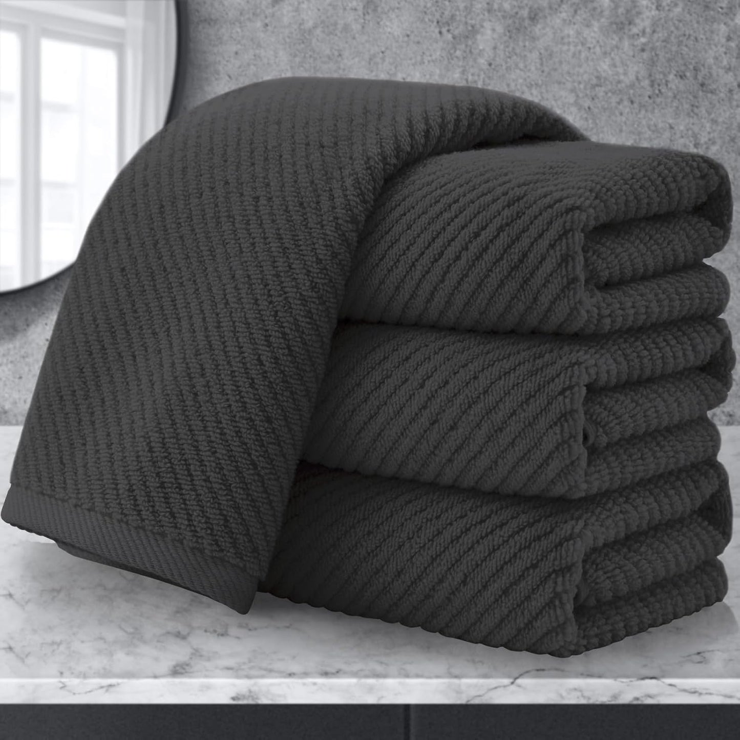 Luxurious Gray Hand Towels Set of 4 - Soft & Quick Dry