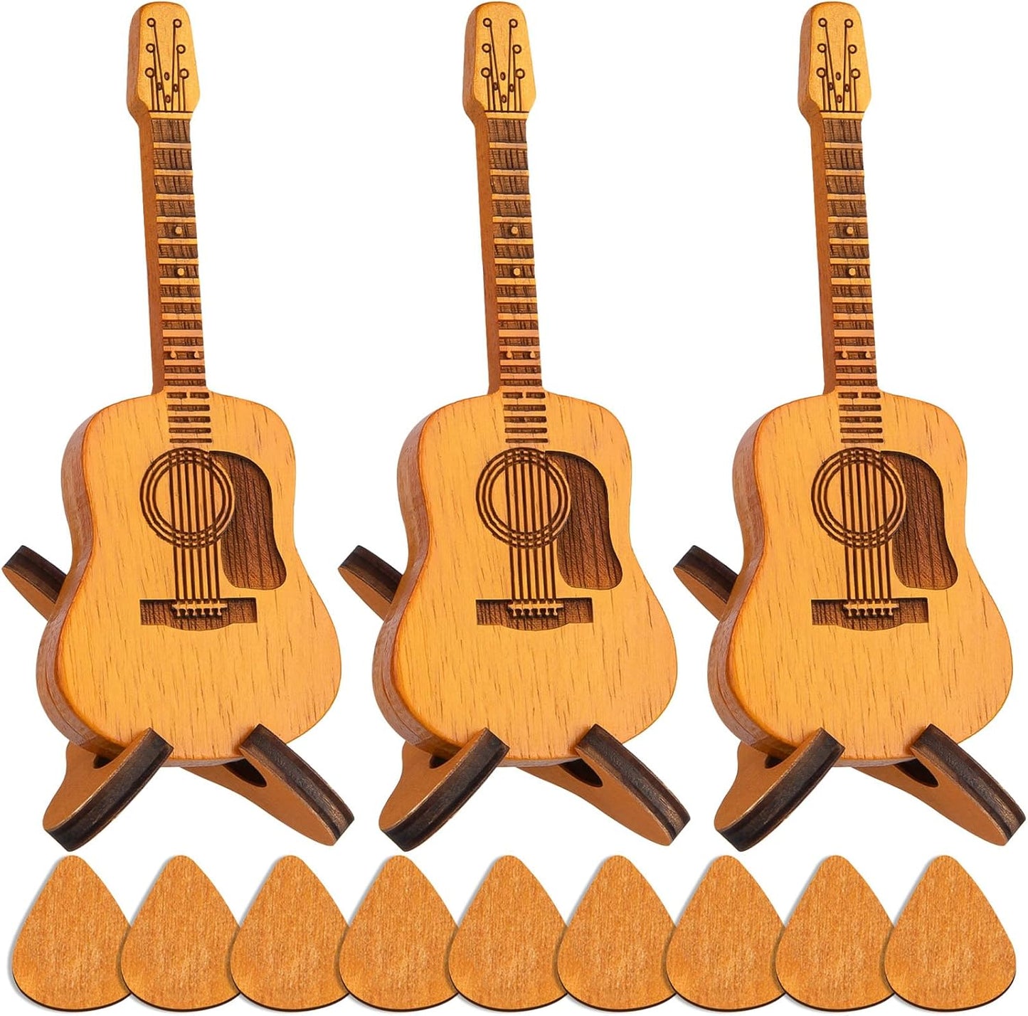 9 Unique Guitar Picks in Engraved Wood Case