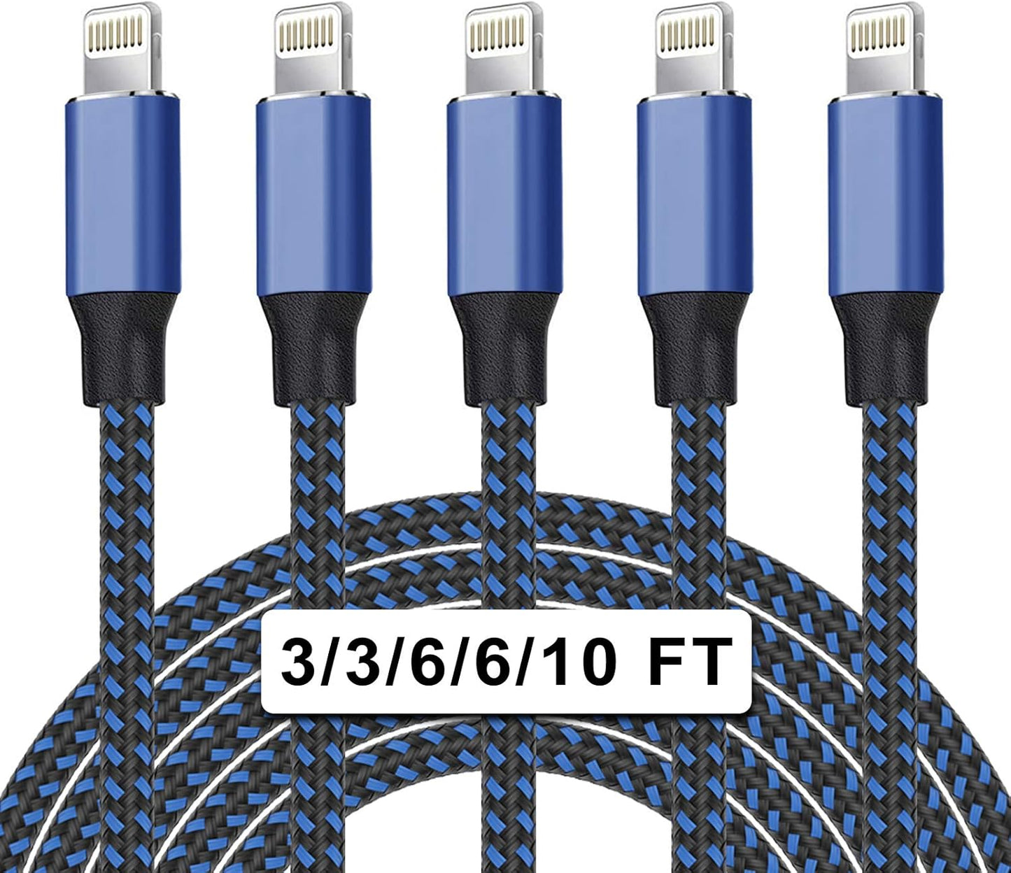 Fast Charge with 5Pack MFi iPhone Charger Set