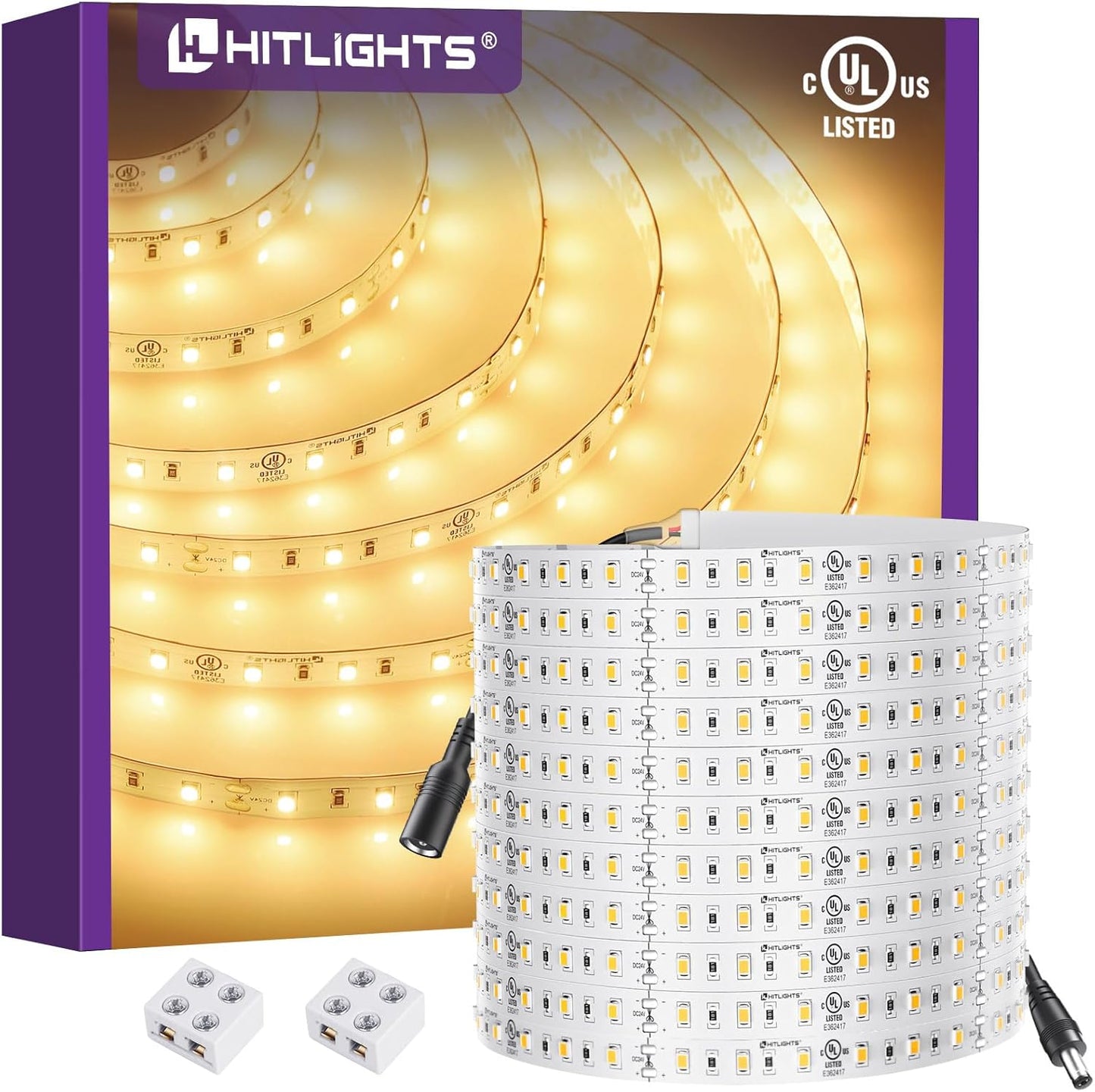 HitLights 24V LED Strip Lights Warm White 3000K for Custom Use