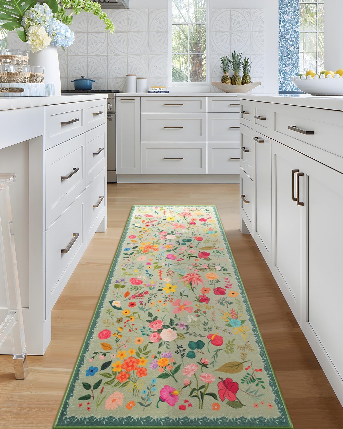 Boho Floral Runner Rug 2x6 for Kitchen, Hallway, and Bedroom