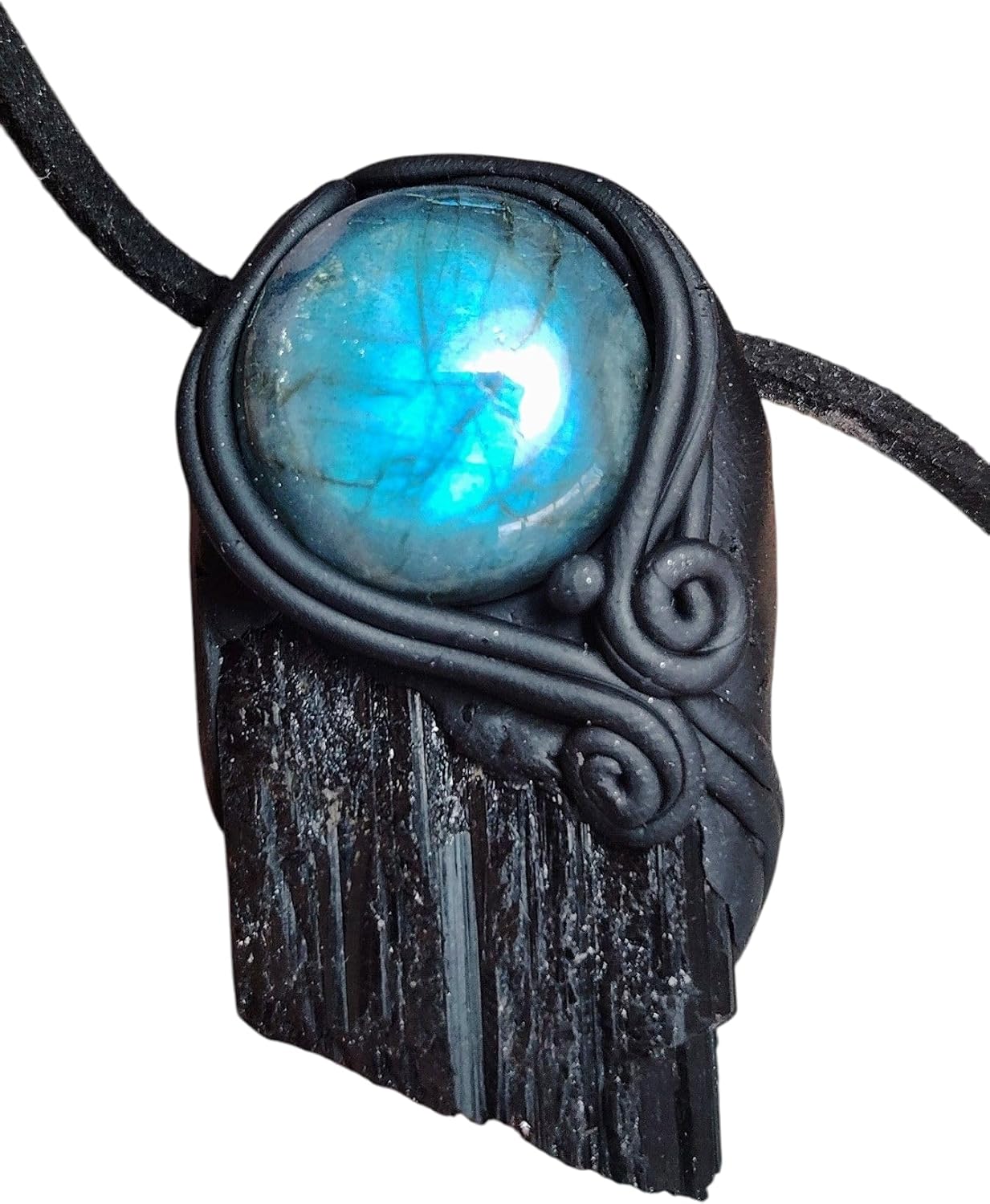 Warrior Raw Tourmaline Labradorite Necklace for Spiritual Men