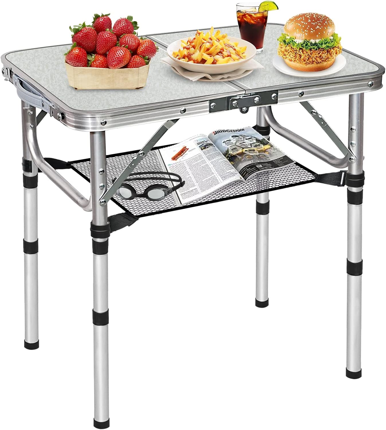Small Folding Camping Table with Adjustable Height for Outdoors