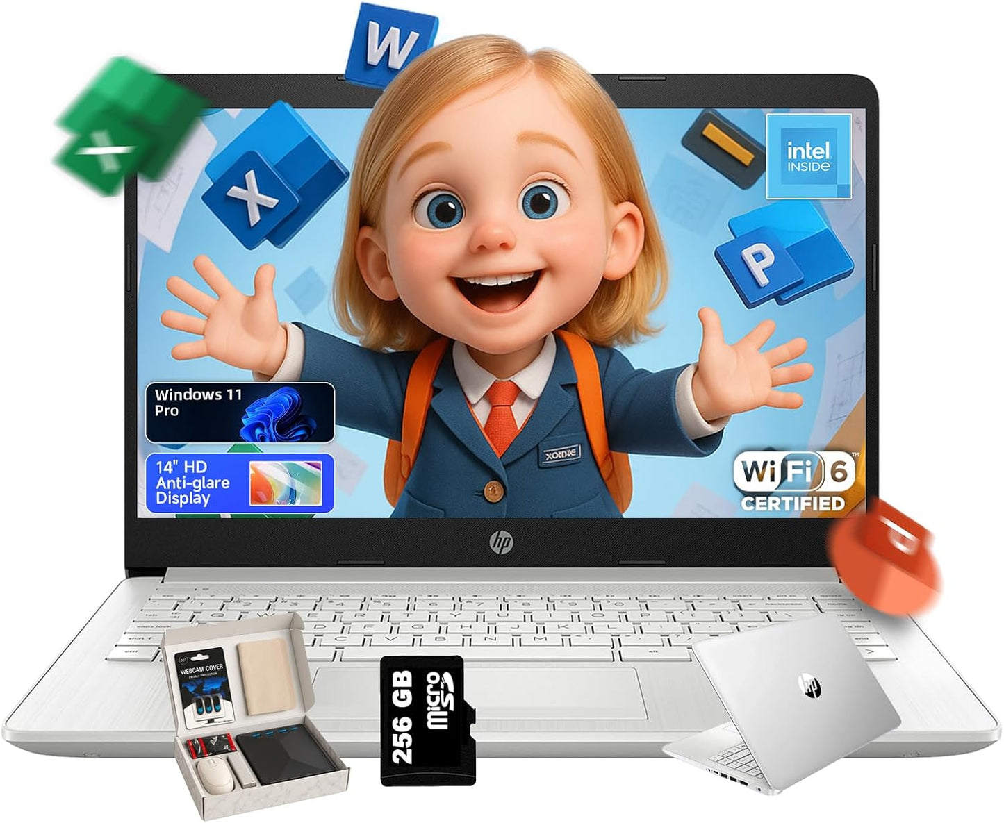 HP 14 inch Laptop for Students with Intel 4-Core CPU and More