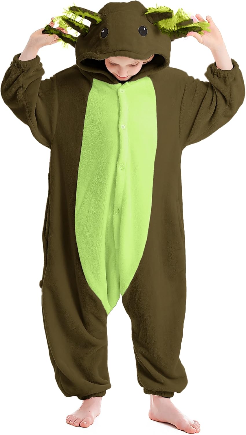 SimZoo Kids Animal Pajamas for Boys and Girls, Axolotl Costume