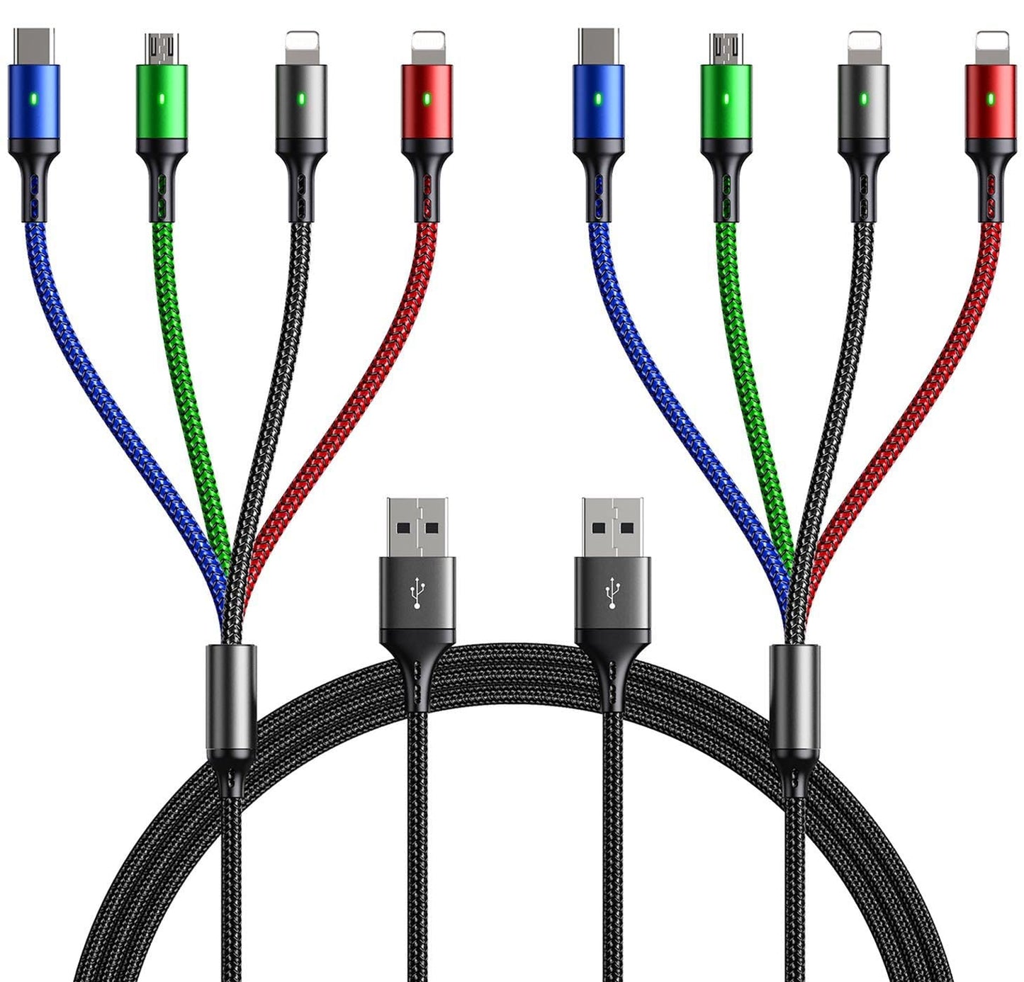 Fast 4-in-1 Multi Charger Cable - 10ft 2Pack
