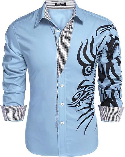 COOFANDY Men's Print Button Down Dress Shirt for Stylish Casual Wear
