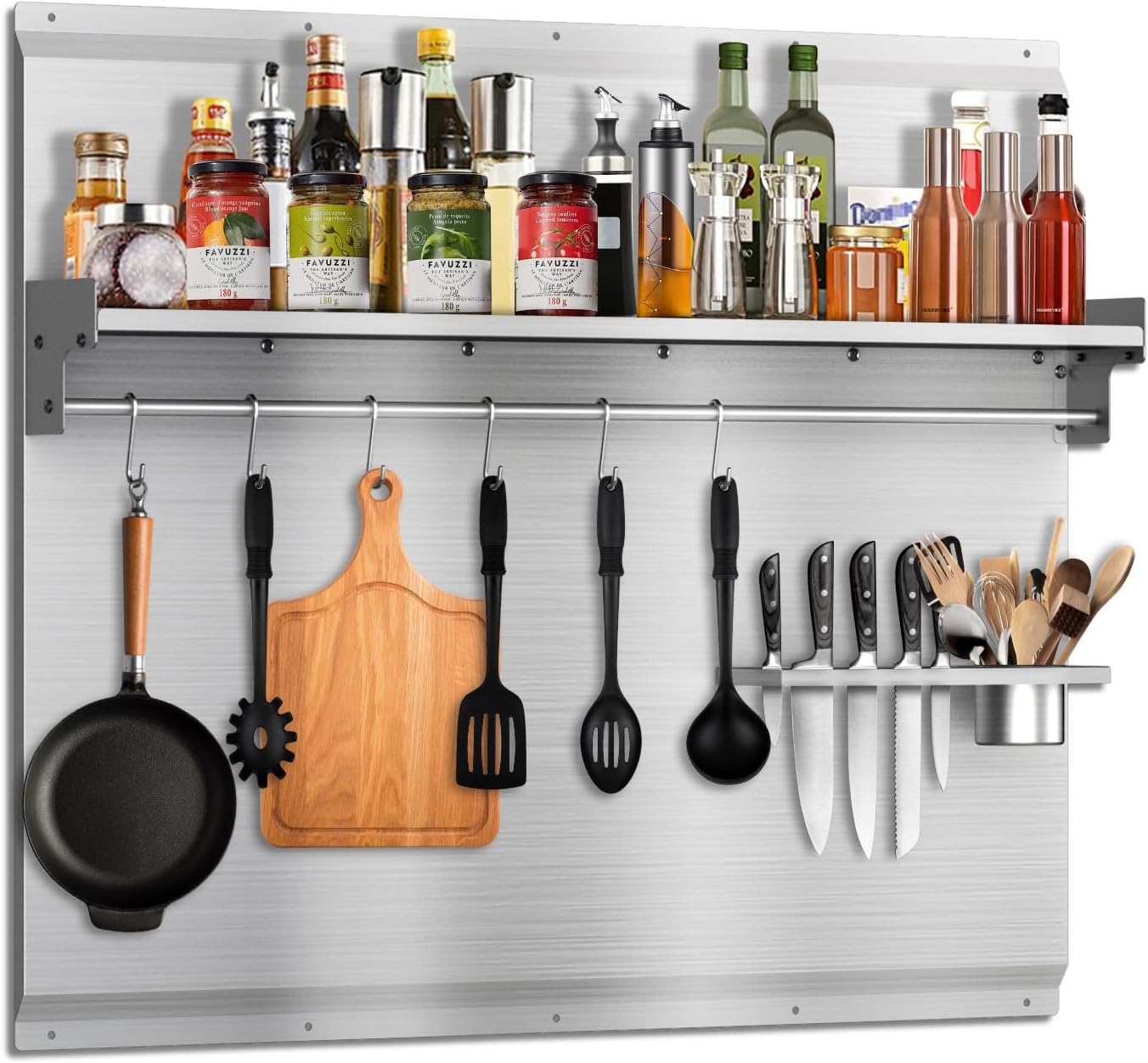 36 x 24 In Stainless Steel Stove Backsplash with Storage Shelf