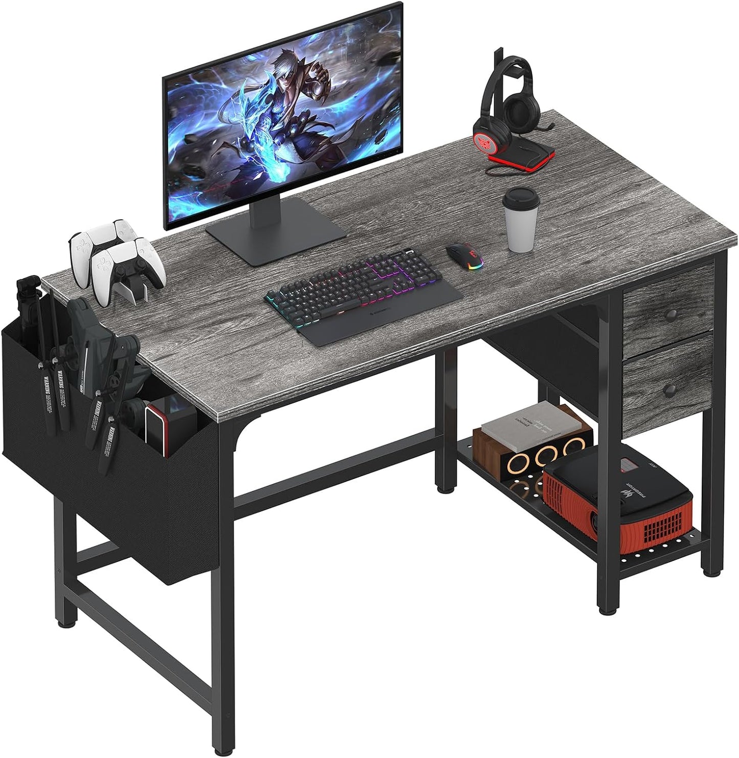 Lufeiya 40 Inch Compact Computer Desk with Fabric Drawers