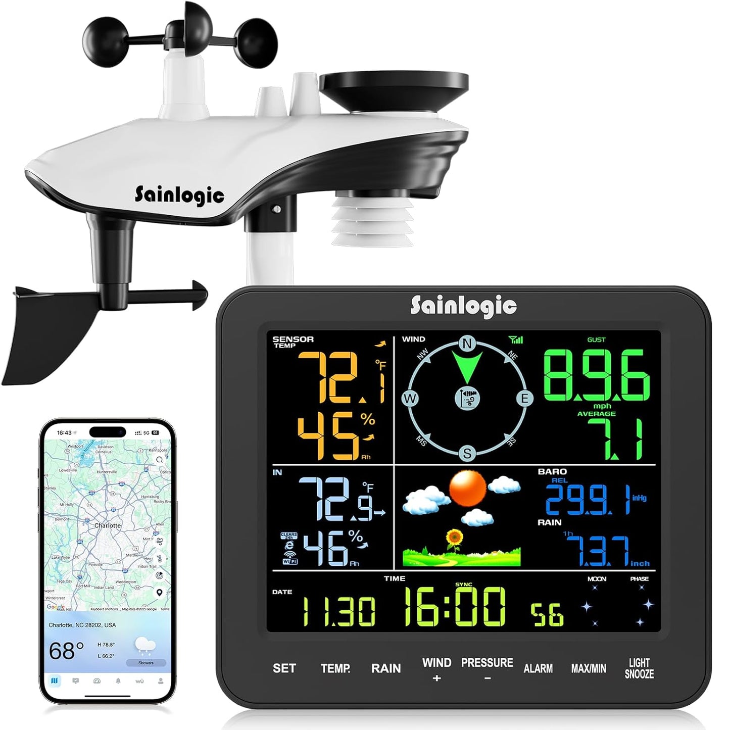 Sainlogic Smart WiFi Weather Station with AI Forecast & Alerts