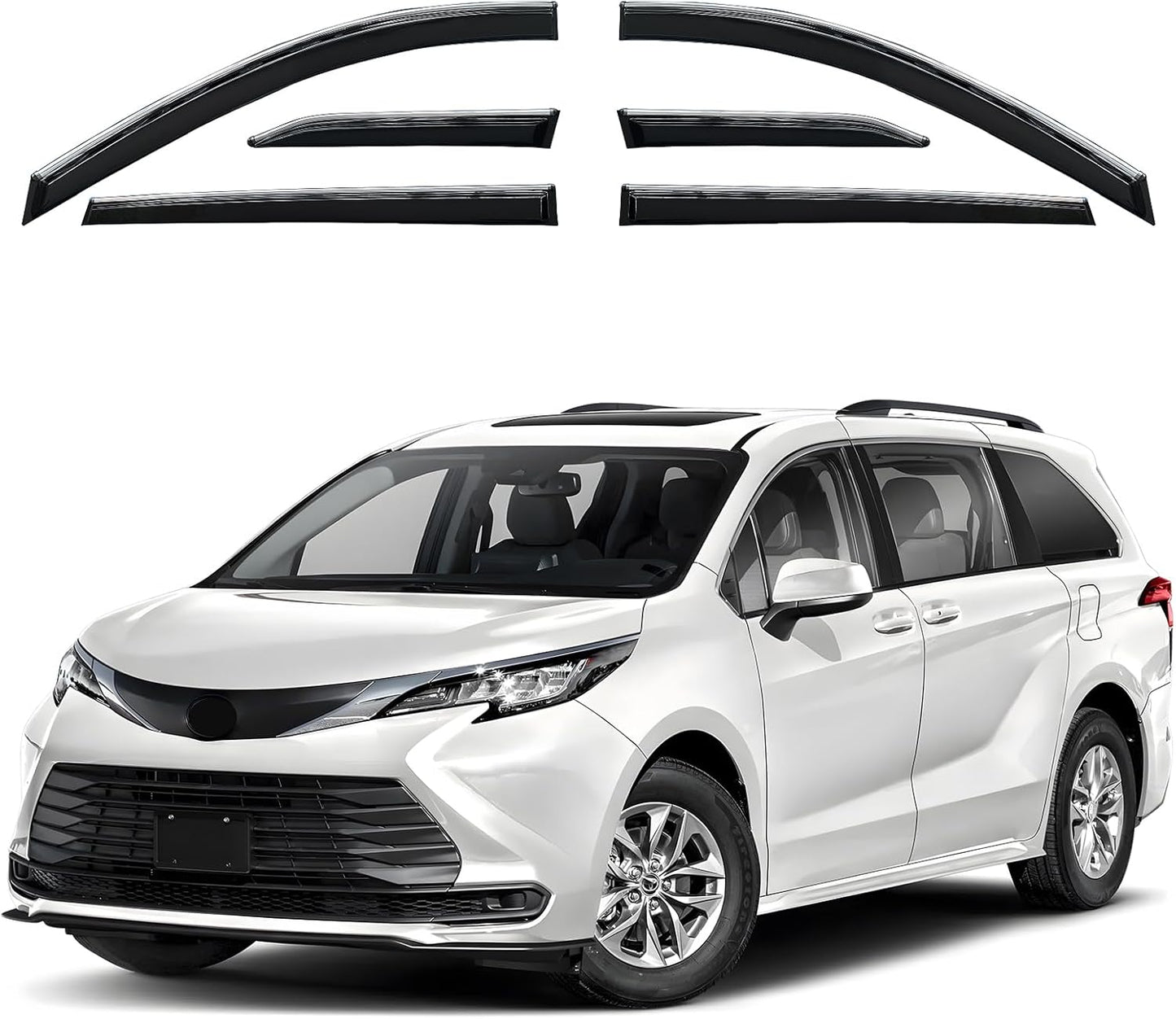 Window Visor 6 Piece Set for Toyota Sienna 2021-2025 Models