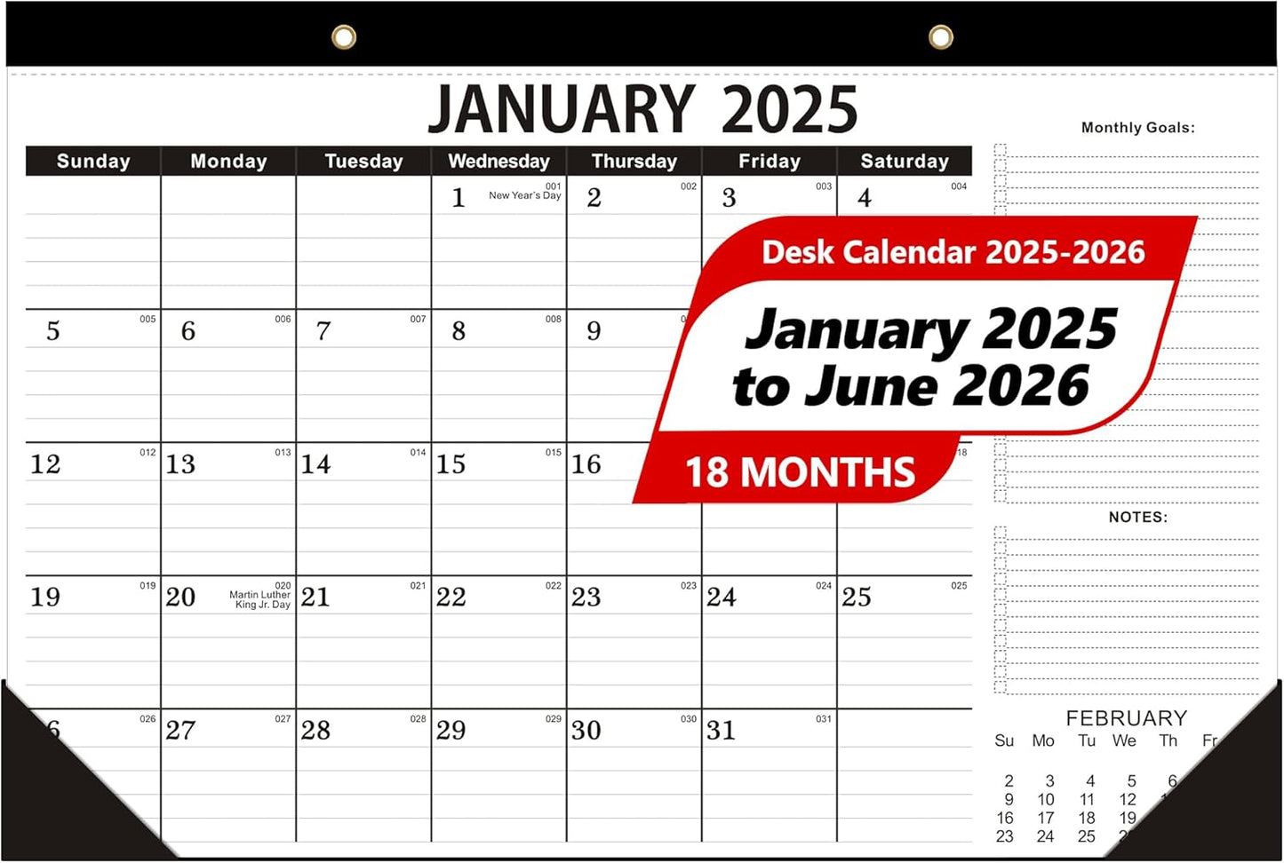 2025 Desk Calendar - Large, 18-Month, Multipurpose!