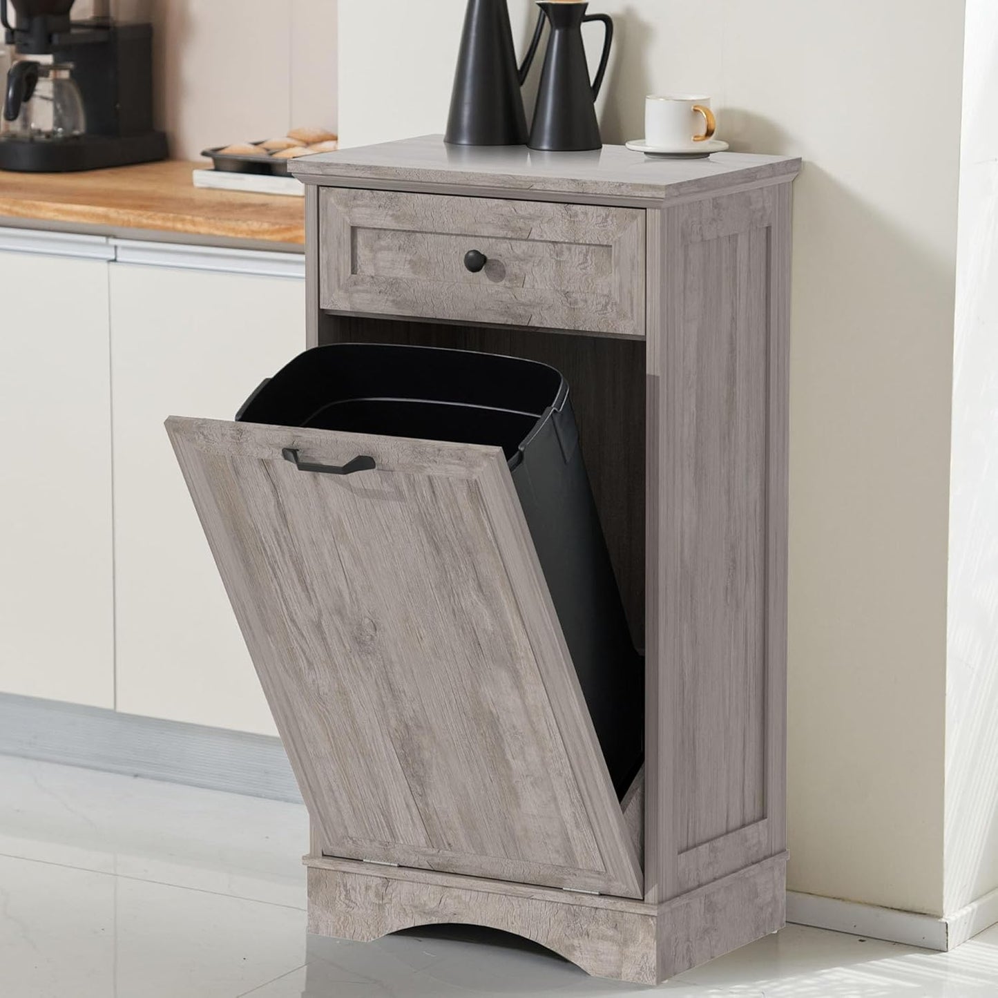 Tilt Out Trash Cabinet for Kitchen and Living Room Storage