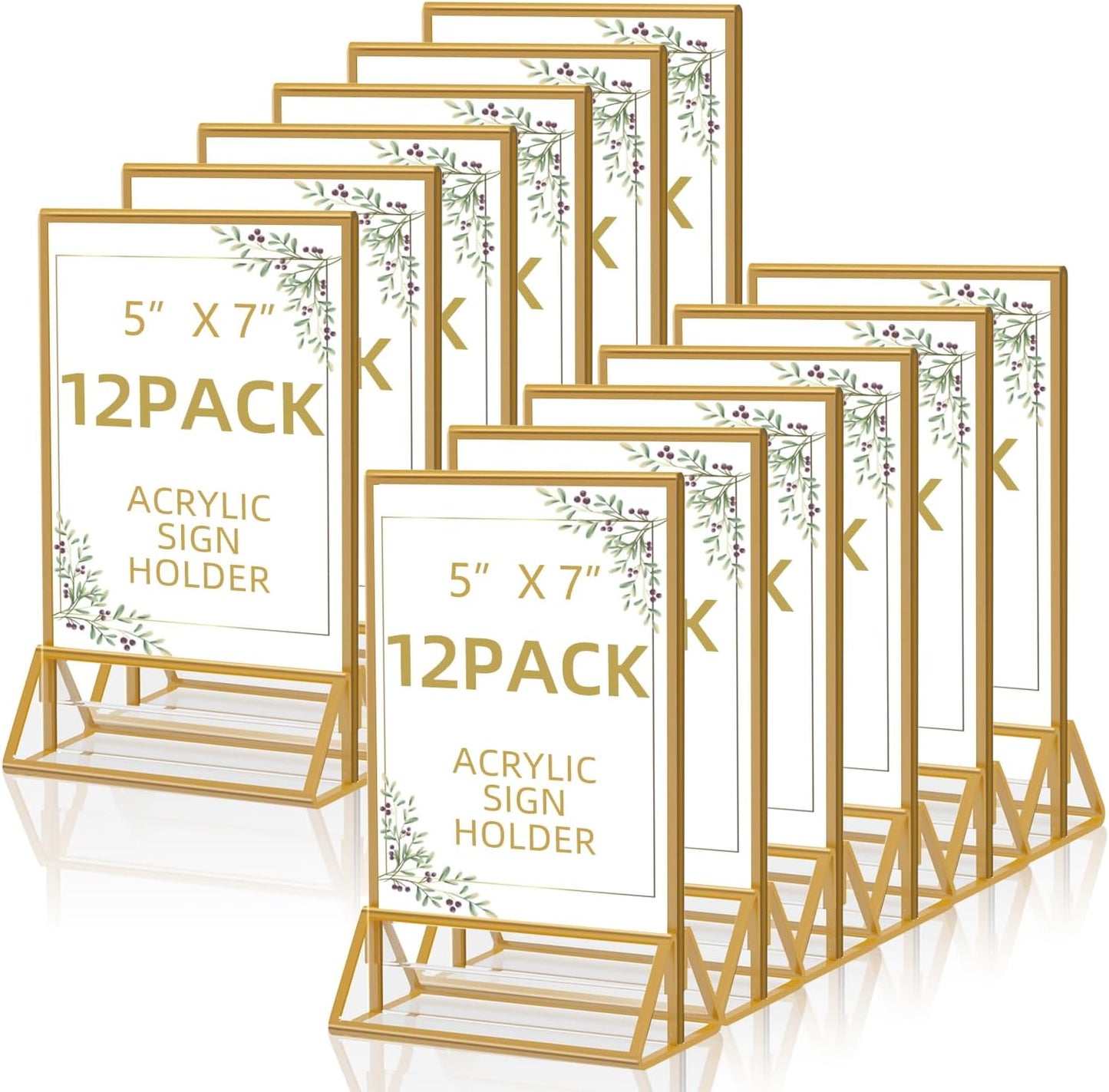 12 Pack Acrylic Sign Holder 5x7 Double Sided Display Stand