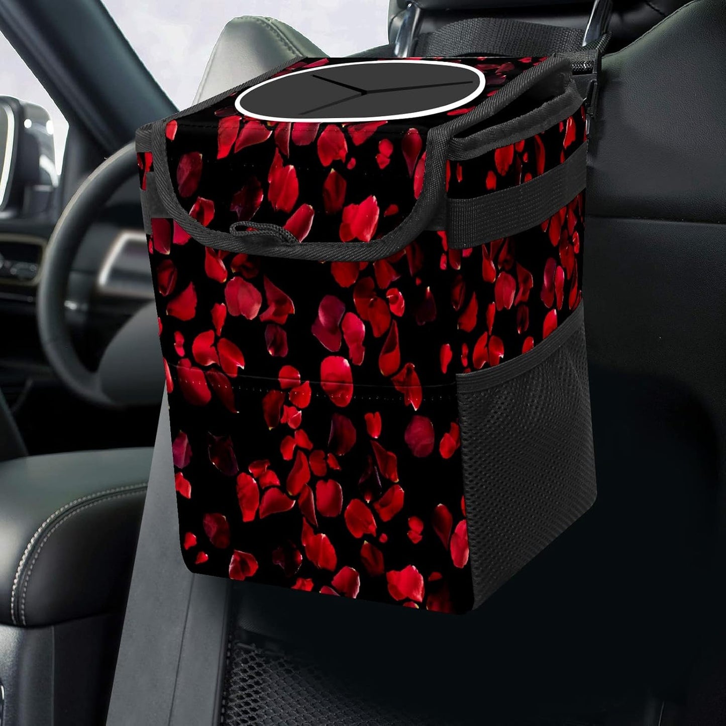 Compact Rose Petal Car Trash Can - Keep Your Vehicle Clean!