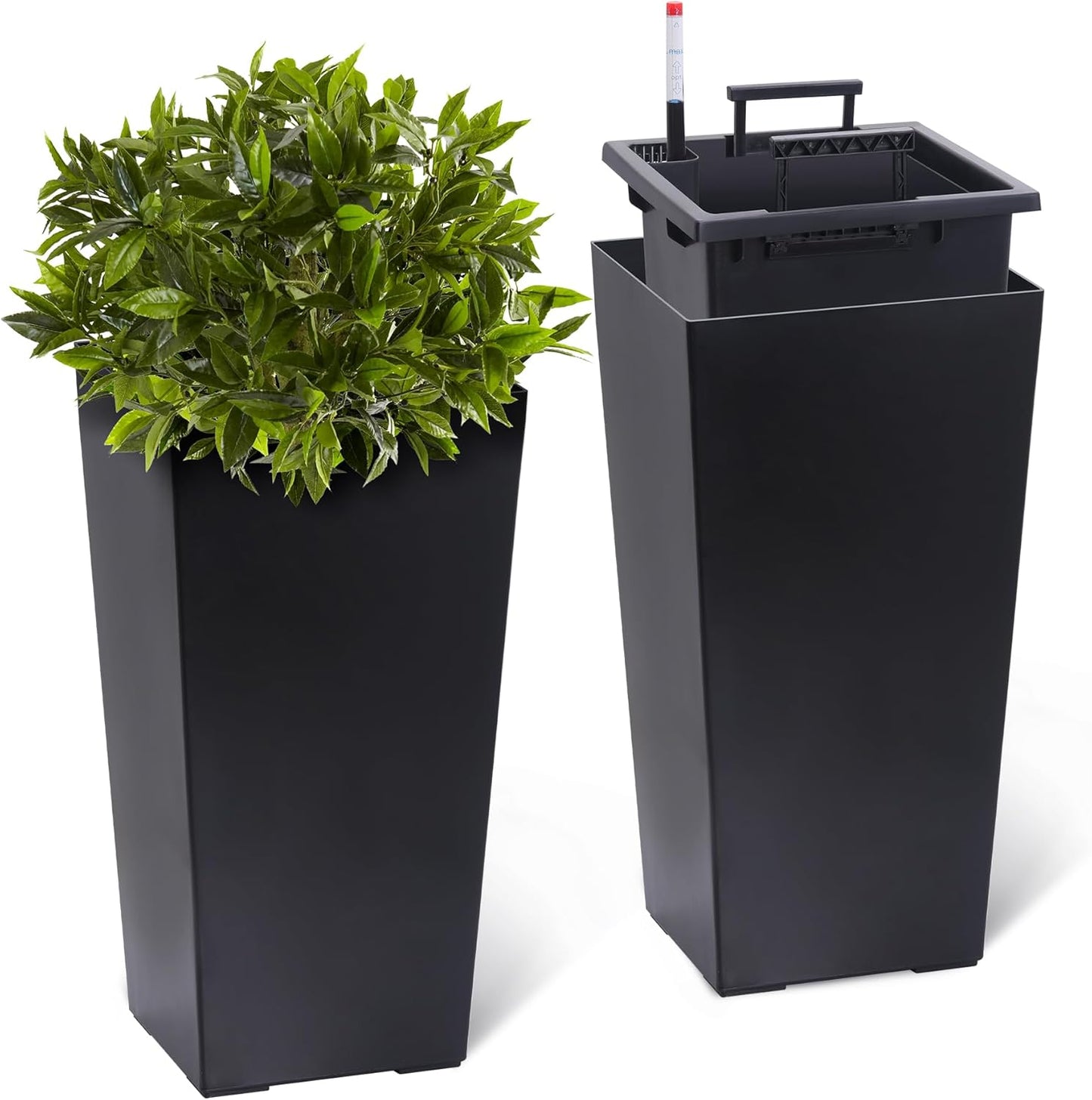 22.5 in Tall Planters Set of 2 with Automatic Watering System