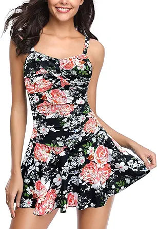 SHEKINI Women's Crossover Ruched Skirt One Piece Swimdress Review