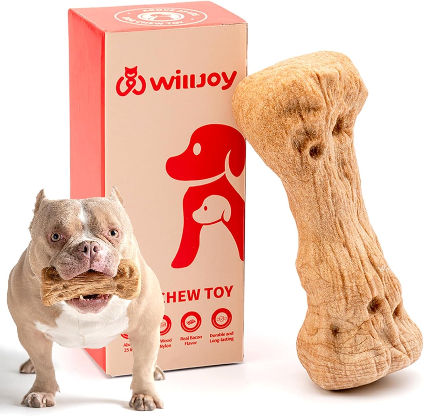 Indestructible Bacon Chew Toy for Aggressive Dogs