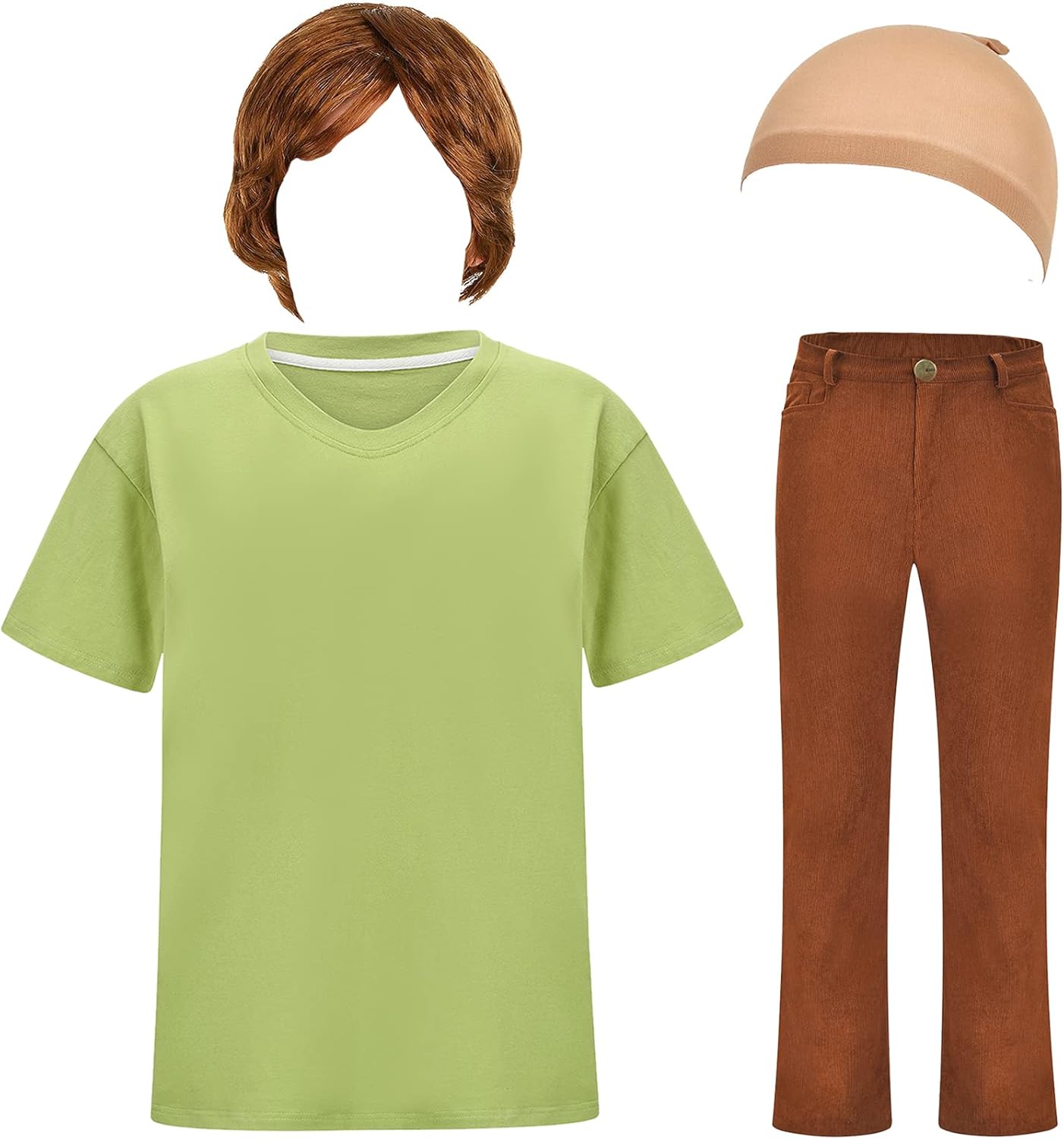 Halloween Deluxe Adult Costume for Men with Brown Wig and Pants
