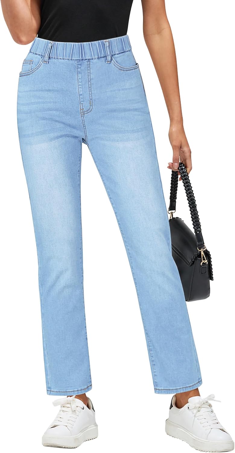 Trendy High Waisted Cropped Ankle Jeans for Women by GRAPENT