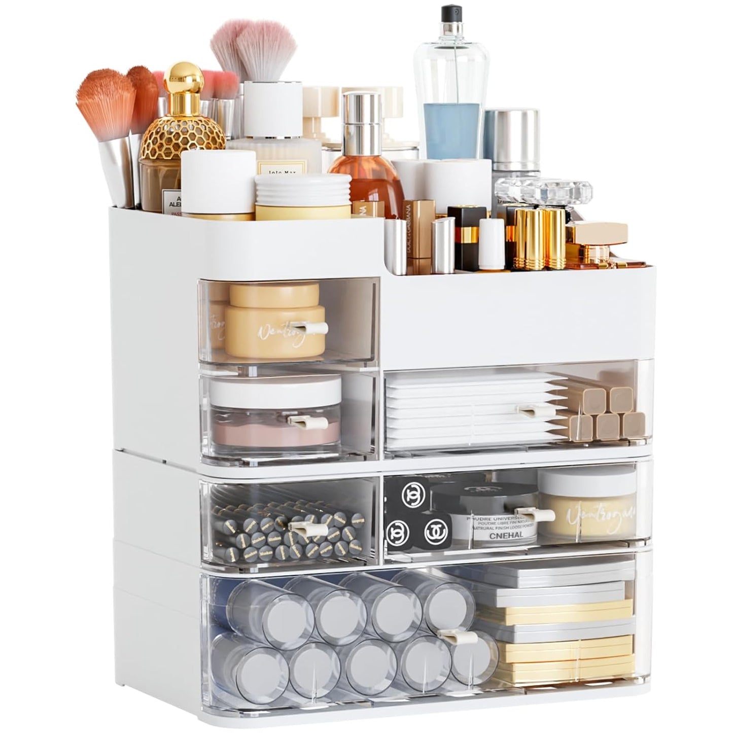 White Countertop Makeup Organizer with 6 Drawers for Beauty