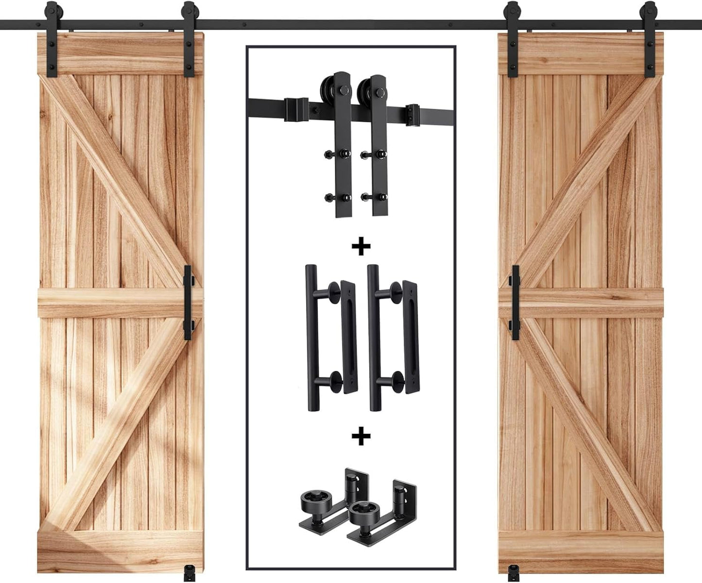 EaseLife 10 FT Double Sliding Barn Door Track Kit for Smooth Use