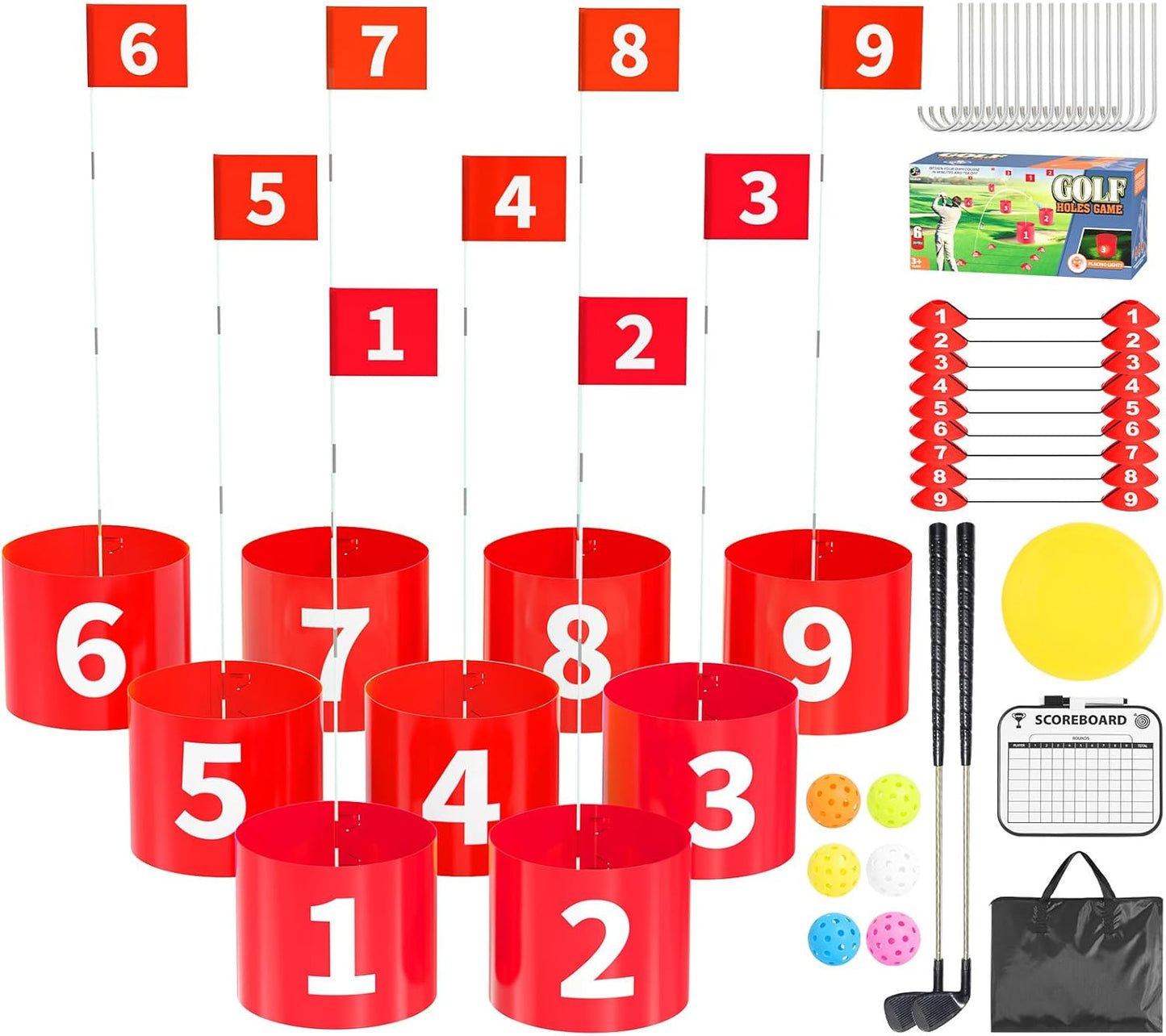 FOOING Golf Game Set for Backyard Fun with 2 Clubs and Holes