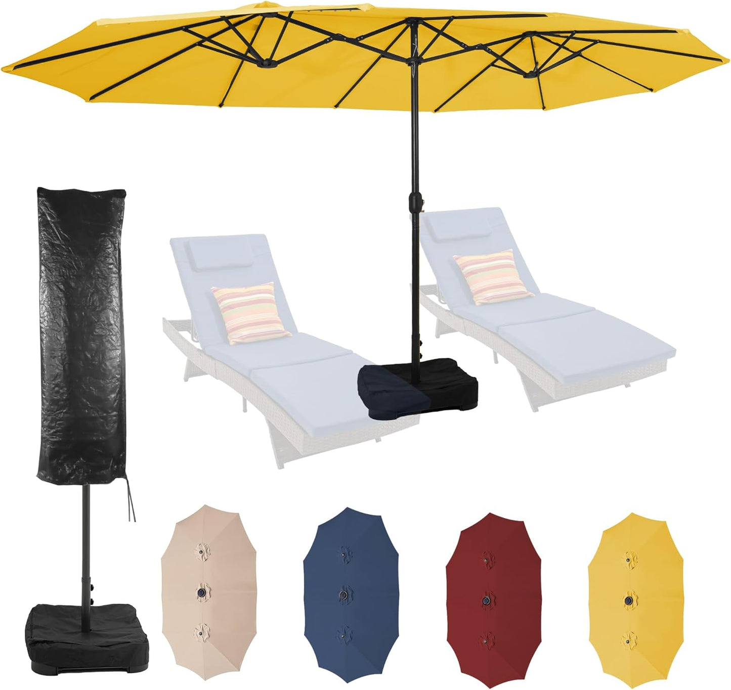 Sundale Outdoor 15ft Large Patio Umbrella with Base Included